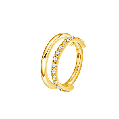 titan astm f136 segmentring clicker mit doppelreihe eine Kristall eine Basic Gold für Septum-, Helix-, Conch- Piercing