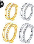 Titan Segmentring Clicker "Crystal Duo" mit Zirkonia Kristallen