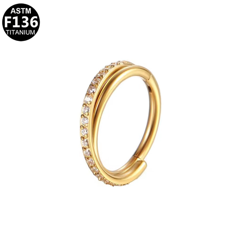 Titan Segmentring Clicker &quot;Crystal Line&quot; mit Zirkonia Kristallen
