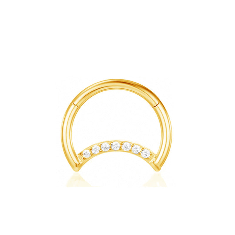 Titan ASTM F136 Segmentring clicker mit Halb- Mond Design in Gold für Rook-, Daith-, Mirgräne- Piercing