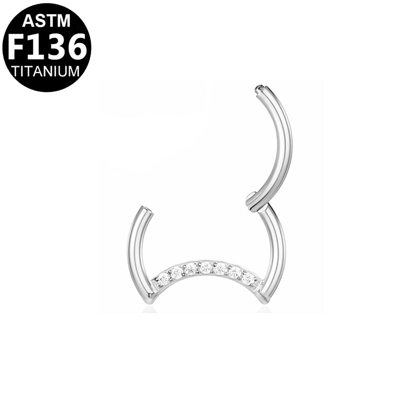 Titan Segmentring Clicker &quot;Luna Spark&quot; mit Zirkonia Kristallen