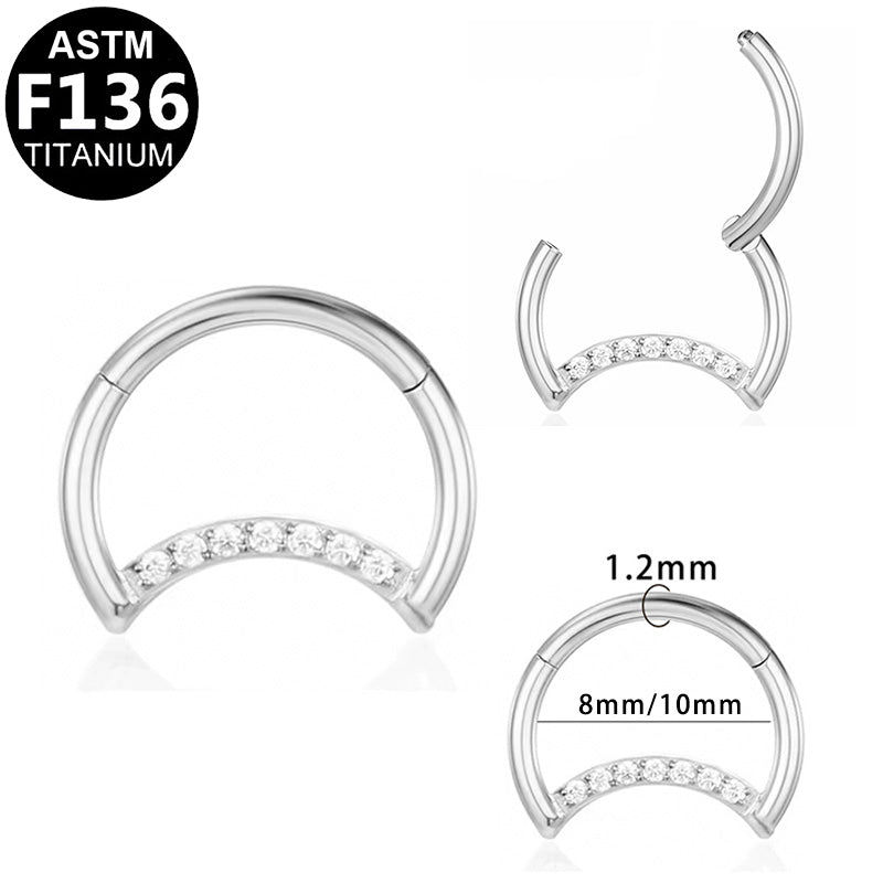 Titan Segmentring Clicker &quot;Luna Spark&quot; mit Zirkonia Kristallen