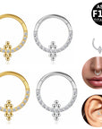 Titan Segmentring Clicker "Ornament Spark" mit Zirkonia Kristallen
