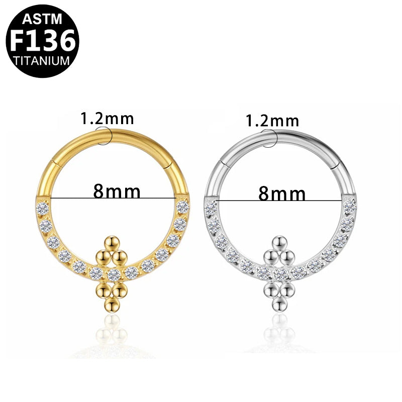 Titan Segmentring Clicker &quot;Ornament Spark&quot; mit Zirkonia Kristallen