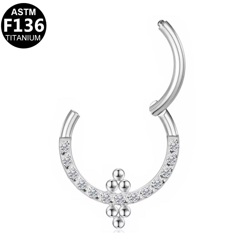 Titan Segmentring Clicker &quot;Ornament Spark&quot; mit Zirkonia Kristallen