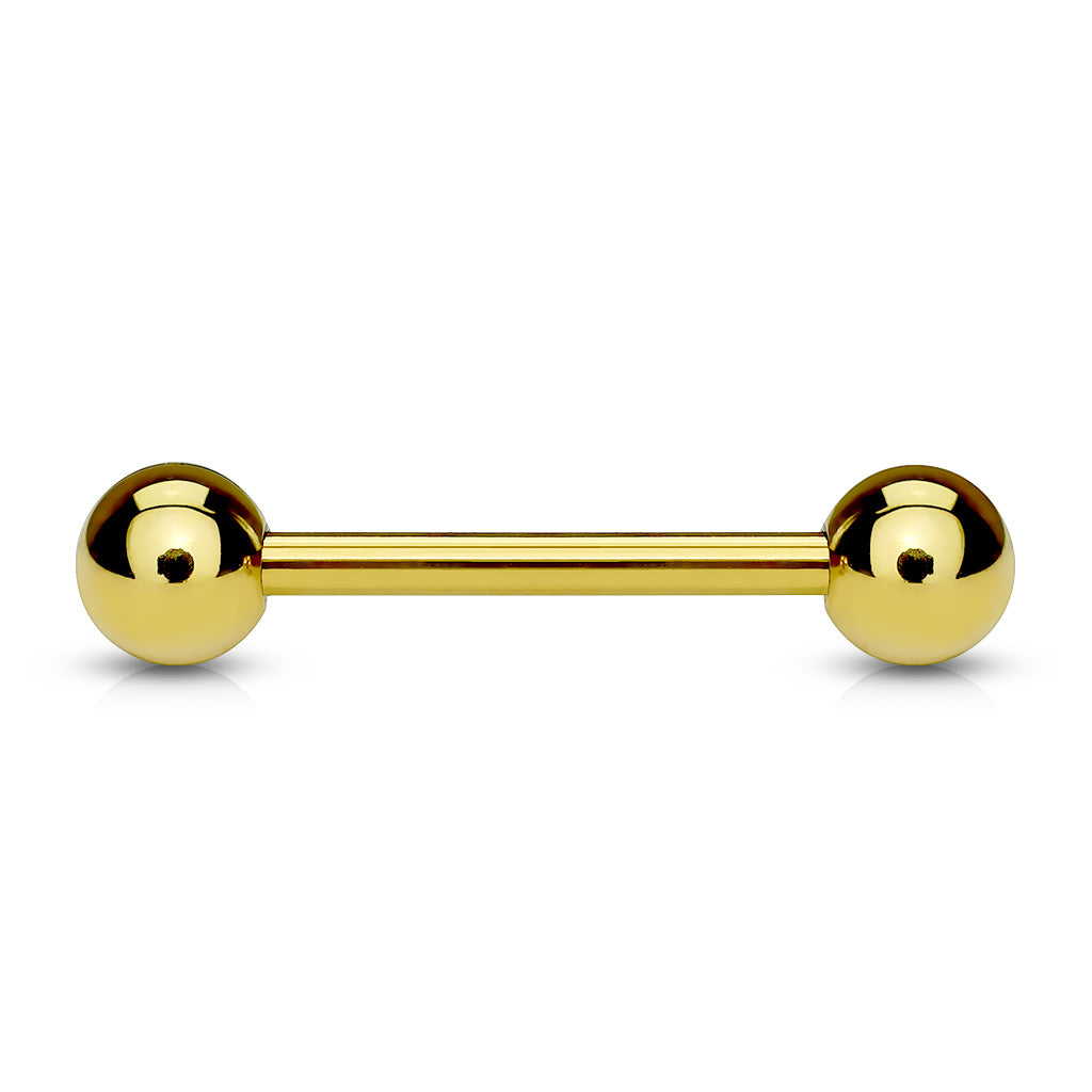 Brustpiercing/Zungenpiercing Barbell vergoldet (Chirurgenstahl 316L) (9172549173576)