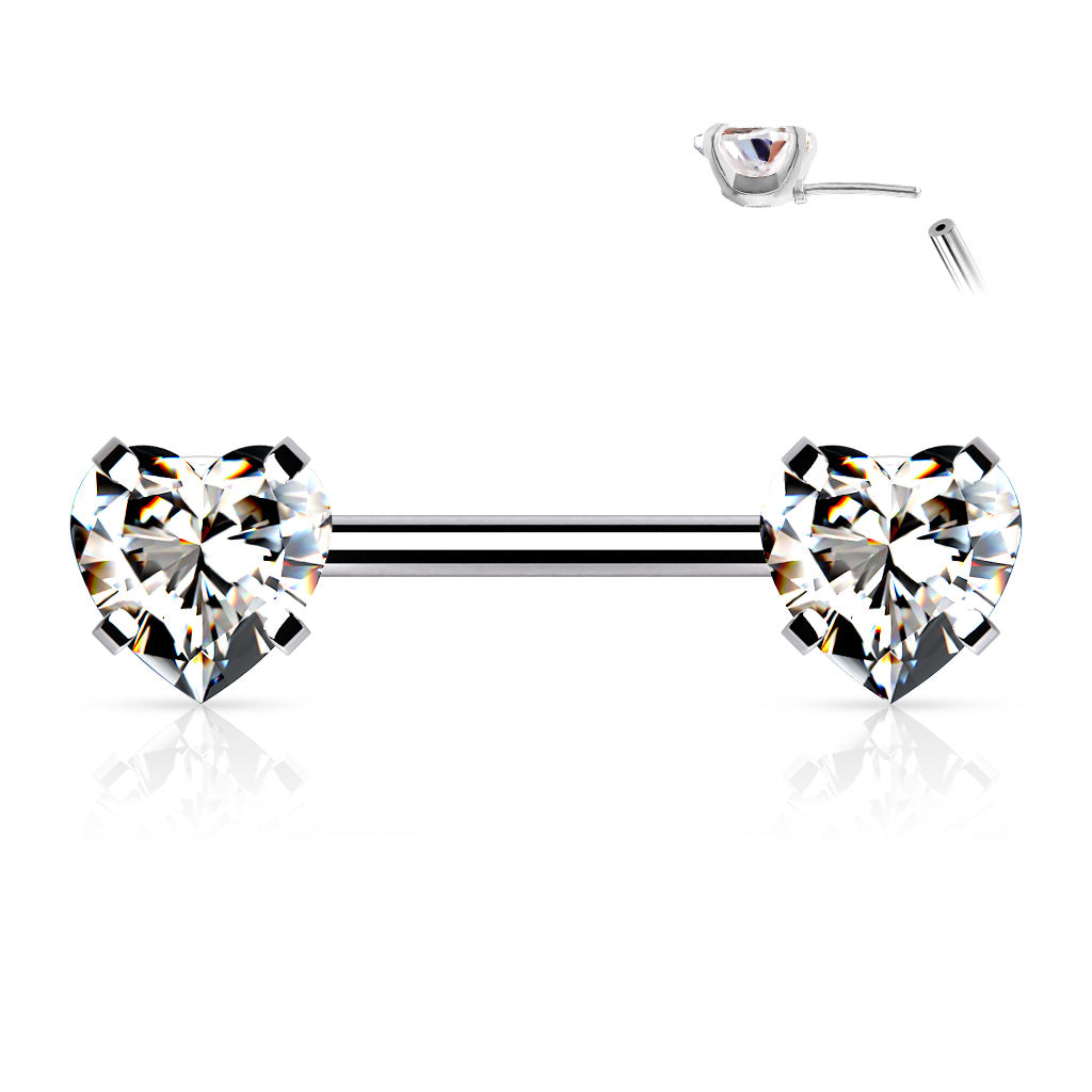 Brustpiercing "Hearts" mit SWAROVSKI Kristallen (Chirurgenstahl 316L) - Royal Skin Jewelry (9087067160904)