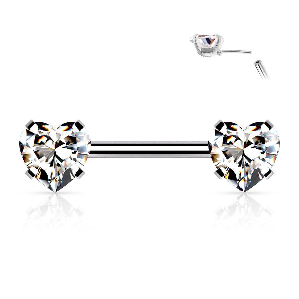 Brustpiercing "Hearts" mit Zirkonia Kristallen (Chirurgenstahl 316L) - Royal Skin Jewelry (9087067160904)