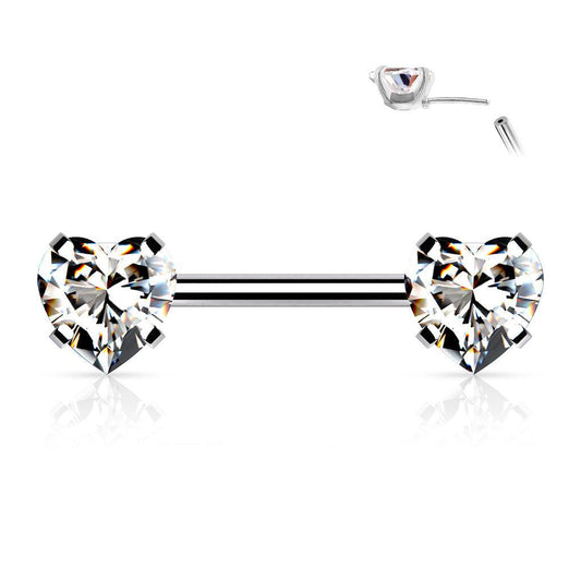 Brustpiercing "Hearts" mit Zirkonia Kristallen (Chirurgenstahl 316L) - Royal Skin Jewelry (9087067160904)
