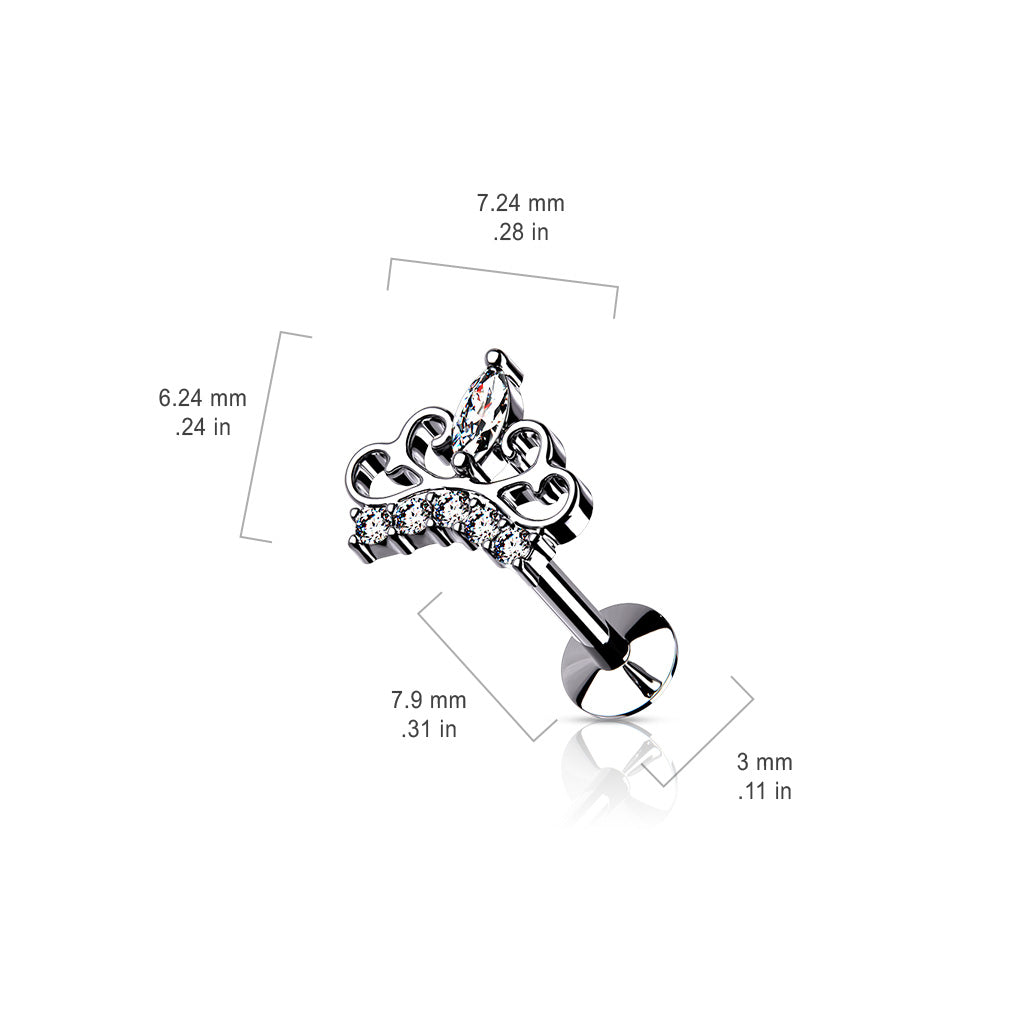 Ohrpiercing "Tiara" mit Zirkonia Kristallen (Chirurgenstahl 316L) - Royal Skin Jewelry (9087067128136)