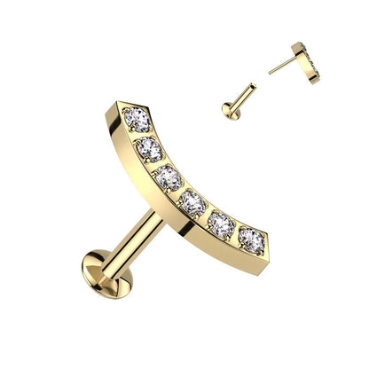 Ohrpiercing "Curved Convex" vergoldet mit SWARVOSKI Kristallen (Chirurgenstahl) - Royal Skin Jewelry (9087066997064)