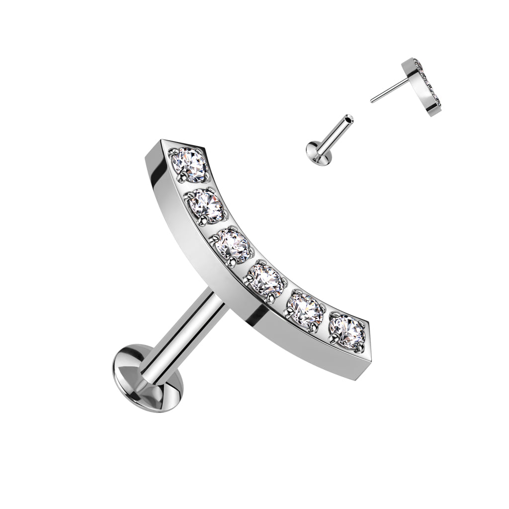 Ohrpiercing "Curved Convex" mit Zirkonia Kristallen (Chirurgenstahl 316L) - Royal Skin Jewelry (9087067029832)