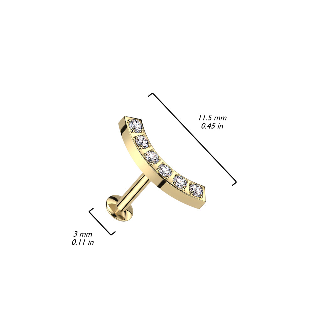 Ohrpiercing "Curved Convex" vergoldet mit SWARVOSKI Kristallen (Chirurgenstahl) - Royal Skin Jewelry (9087066997064)