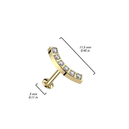 Ohrpiercing "Curved Convex" vergoldet mit SWARVOSKI Kristallen (Chirurgenstahl) - Royal Skin Jewelry (9087066997064)