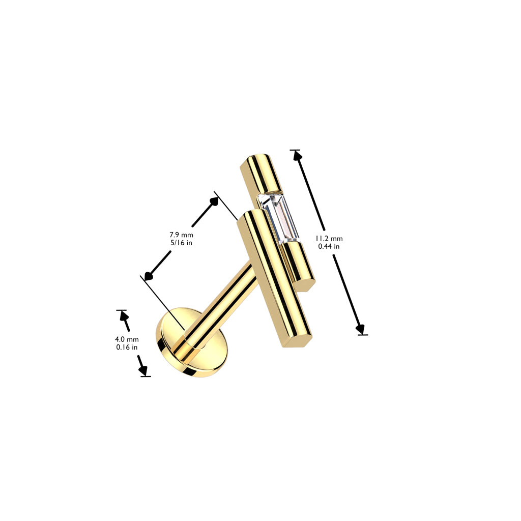 Ohrpiercing "Double Bar Emerald" vergoldet mit Zirkonia Kristall (Chirurgenstahl) - Royal Skin Jewelry (9087066931528)