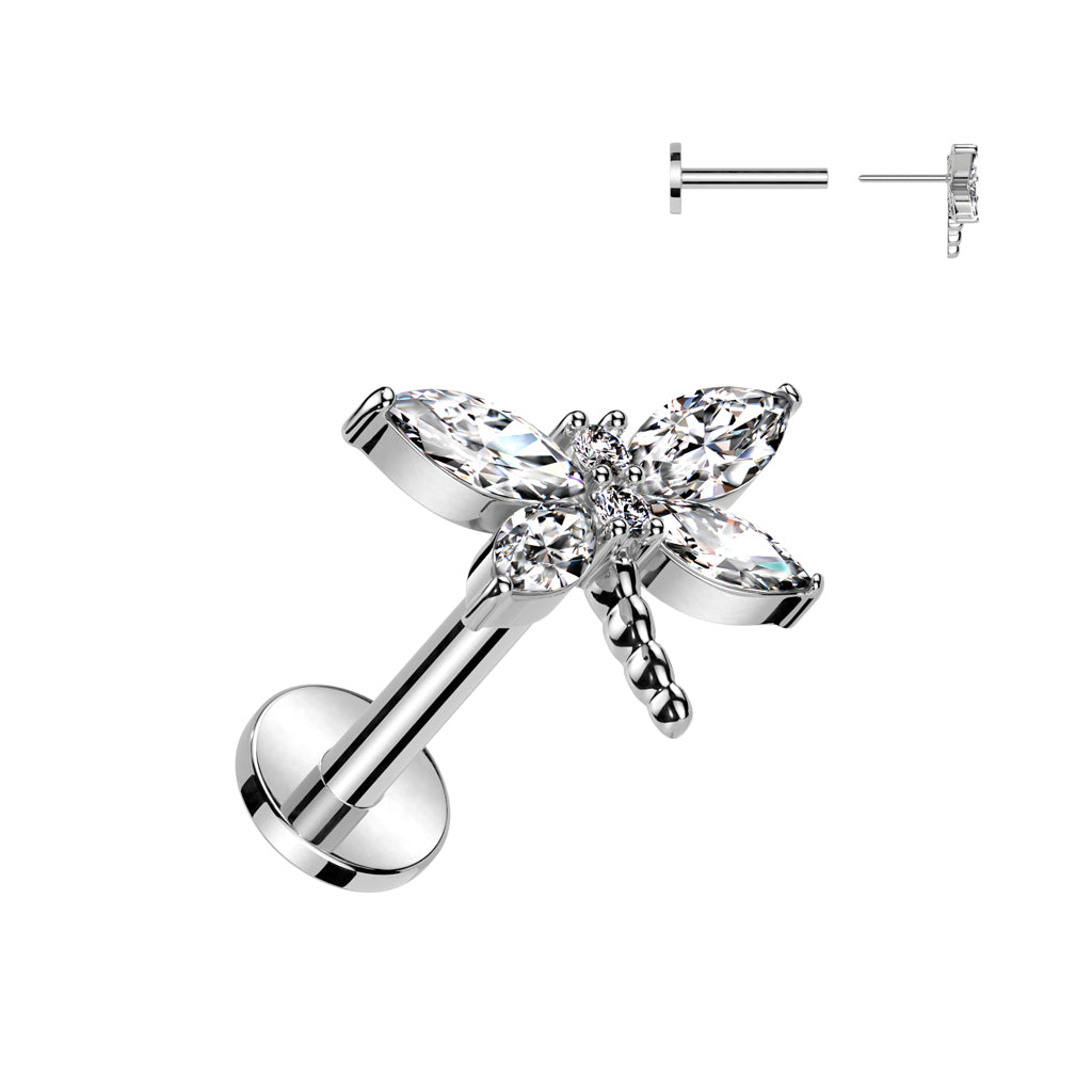 Ohrpiercing "Dragonfly" mit Zirkonia Kristallen (Chirurgens - Royal Skin Jewelry (9087066833224)