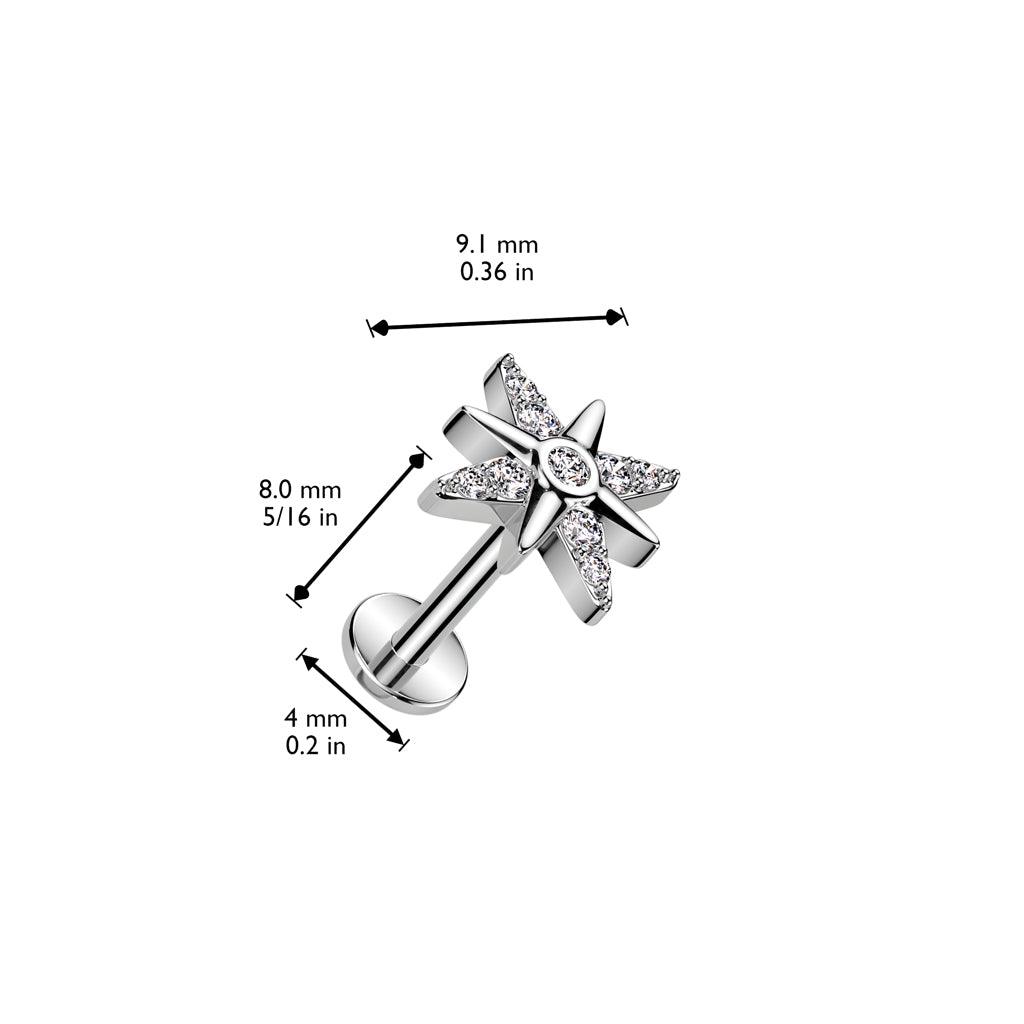 Ohrpiercing mit Sternenmotiv und Zirkonia Kristallen - Chirurgenstahl 316L (9179216347464)