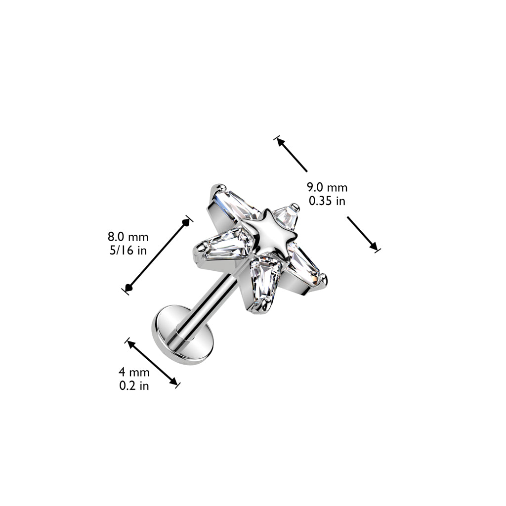 Ohrpiercing mit Sternen Motiv und Zirkonia Kristallen - Chirurgenstahl 316L (9246908318024)