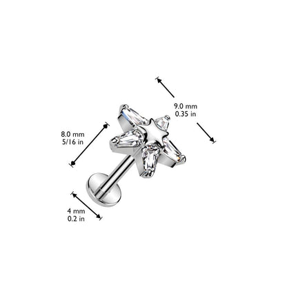 Ohrpiercing mit Sternen Motiv und Zirkonia Kristallen - Chirurgenstahl 316L (9246908318024)