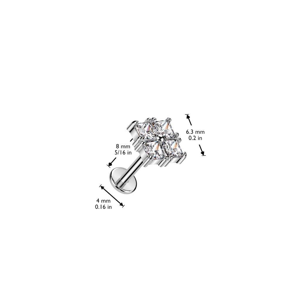 Ohrpiercing mit 4 Zirkonia Kristallen vergoldet - Chirurgenstahl 316L (9180448063816)