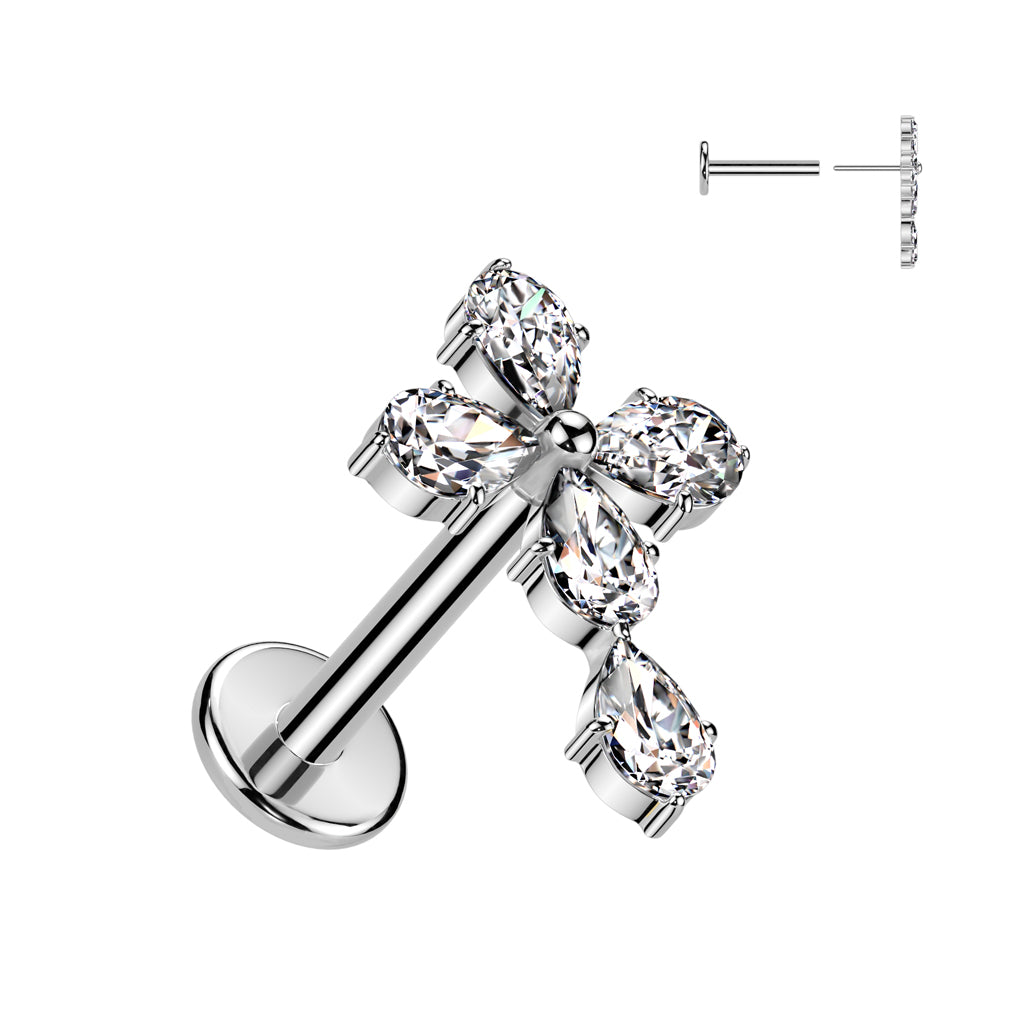 Ohrpiercing Celtic Cross mit Zirkonia Kristallen - Chirurgenstahl 316L (9180460286280)