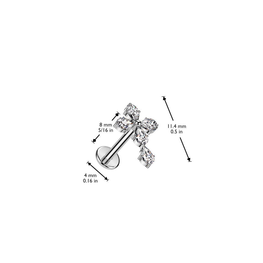 Ohrpiercing Celtic Cross mit Zirkonia Kristallen - Chirurgenstahl 316L (9180460286280)