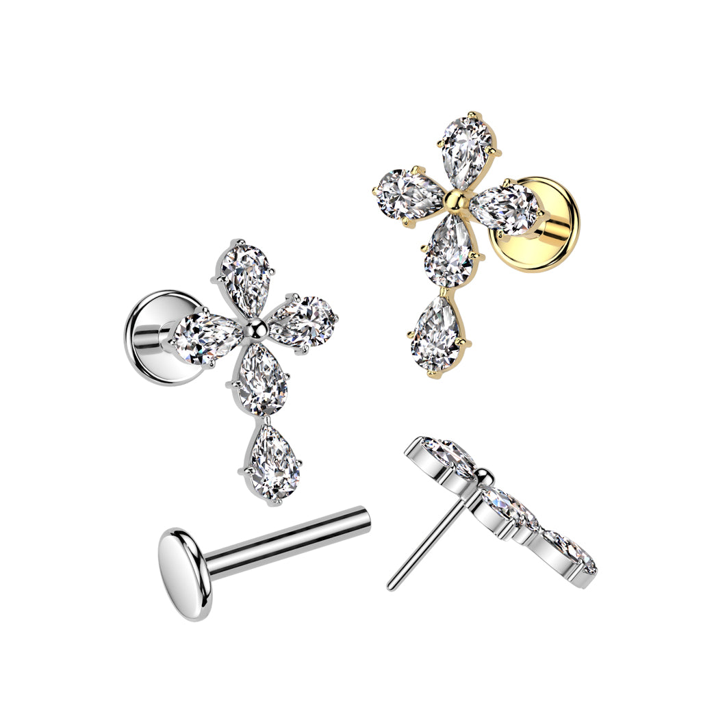 Ohrpiercing Celtic Cross mit Zirkonia Kristallen - Chirurgenstahl 316L (9180460286280)