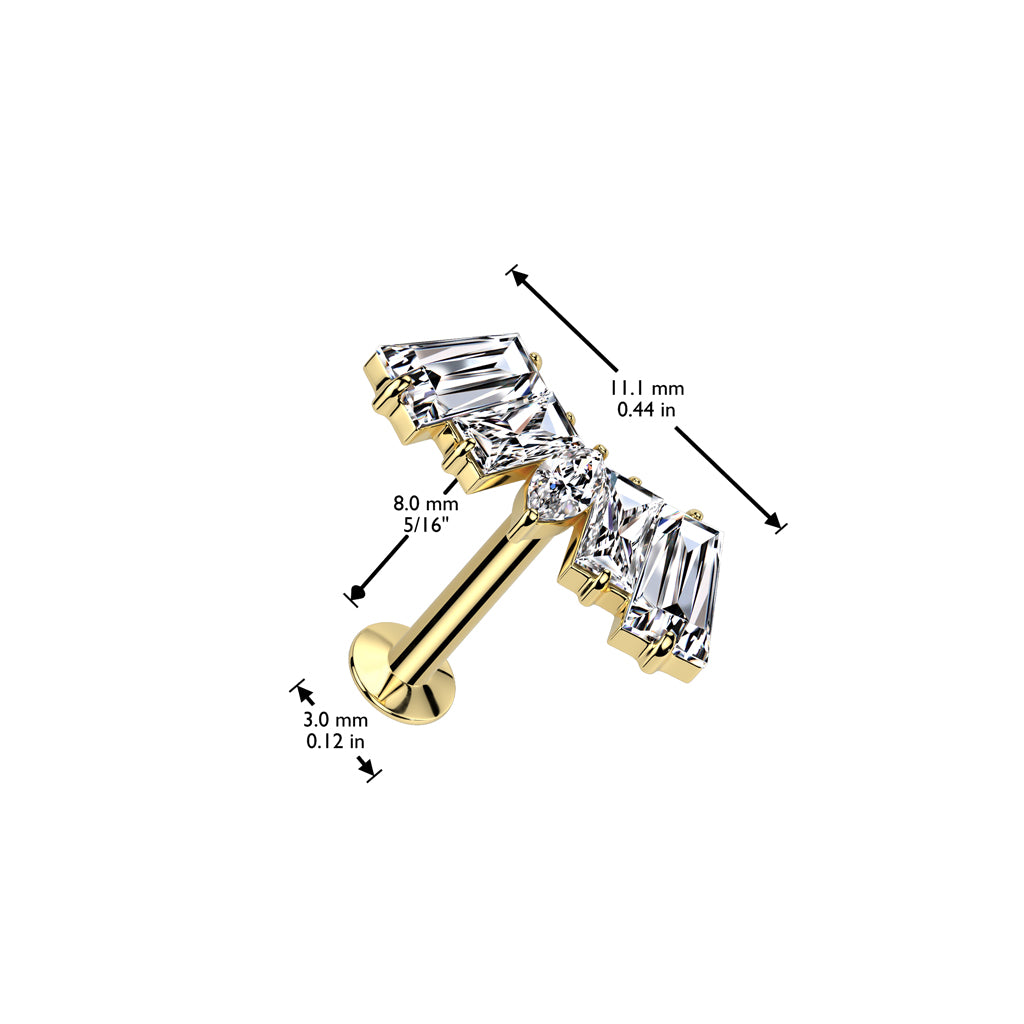 Ohrpiercing mit Fächer Design aus Zirkonia Kristallen mit Marquise-Schliff Push In System - Chirurgenstahl 316L (9246928961864)