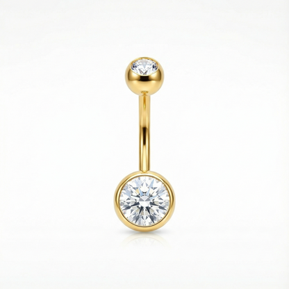 Bauchnabelpiercing Titan mit Zirkonia Doppelkristall