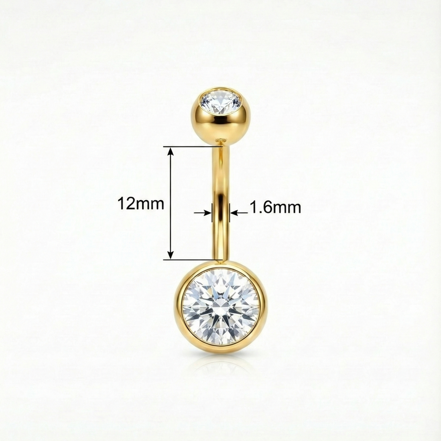 Bauchnabelpiercing Titan mit Zirkonia Doppelkristall