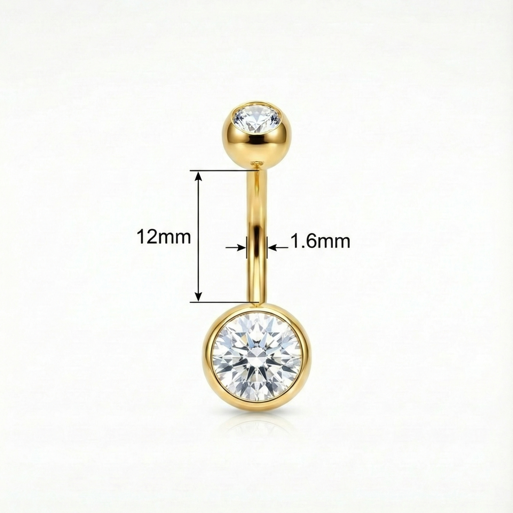 Doppelkristall Zarge Bauchnabelpiercing aus Titan