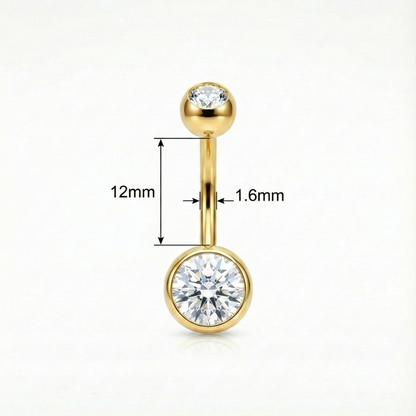 Bauchnabelpiercing Titan mit Zirkonia Doppelkristall
