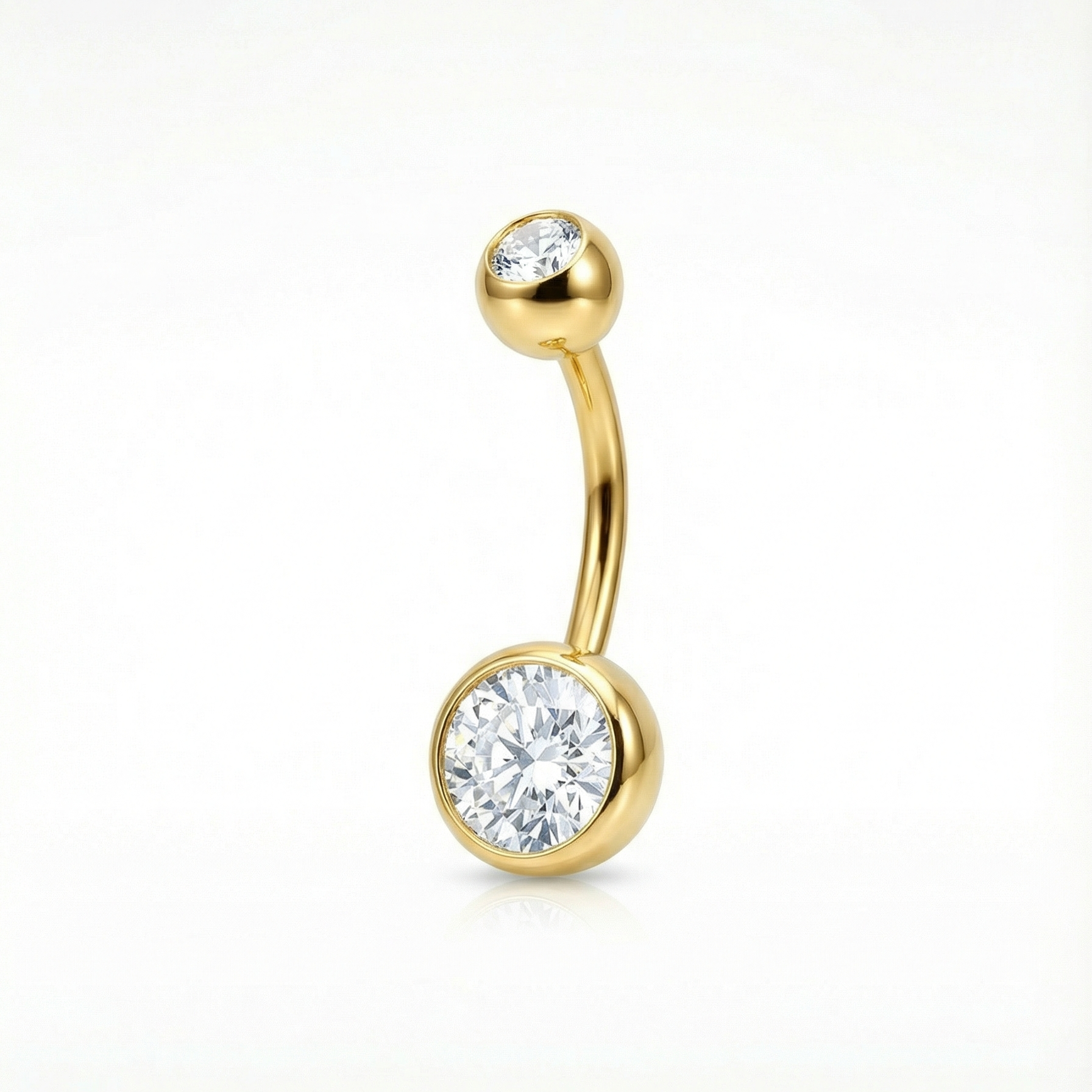 Bauchnabelpiercing Titan mit Zirkonia Doppelkristall