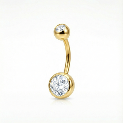 Bauchnabelpiercing Titan mit Zirkonia Doppelkristall