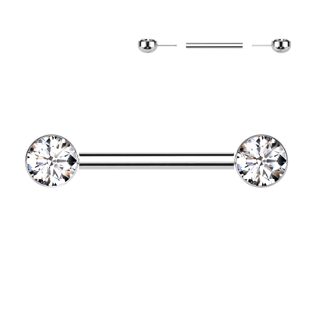 Brustpiercing mit runden Zirkonia Kristallen - Titan (9180504129864)