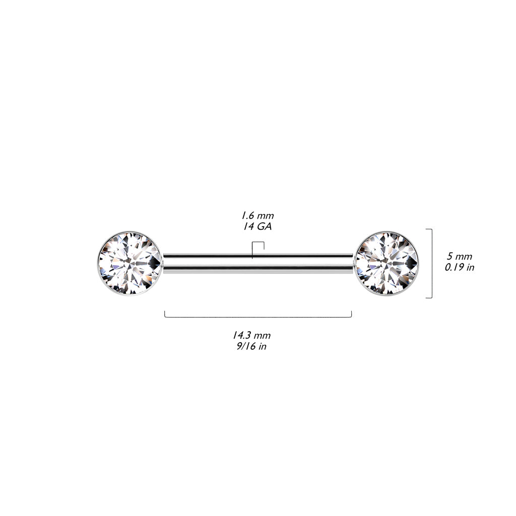 Titan Brustpiercing mit runden Zirkonia Kristallen vergoldet (9180511830344)