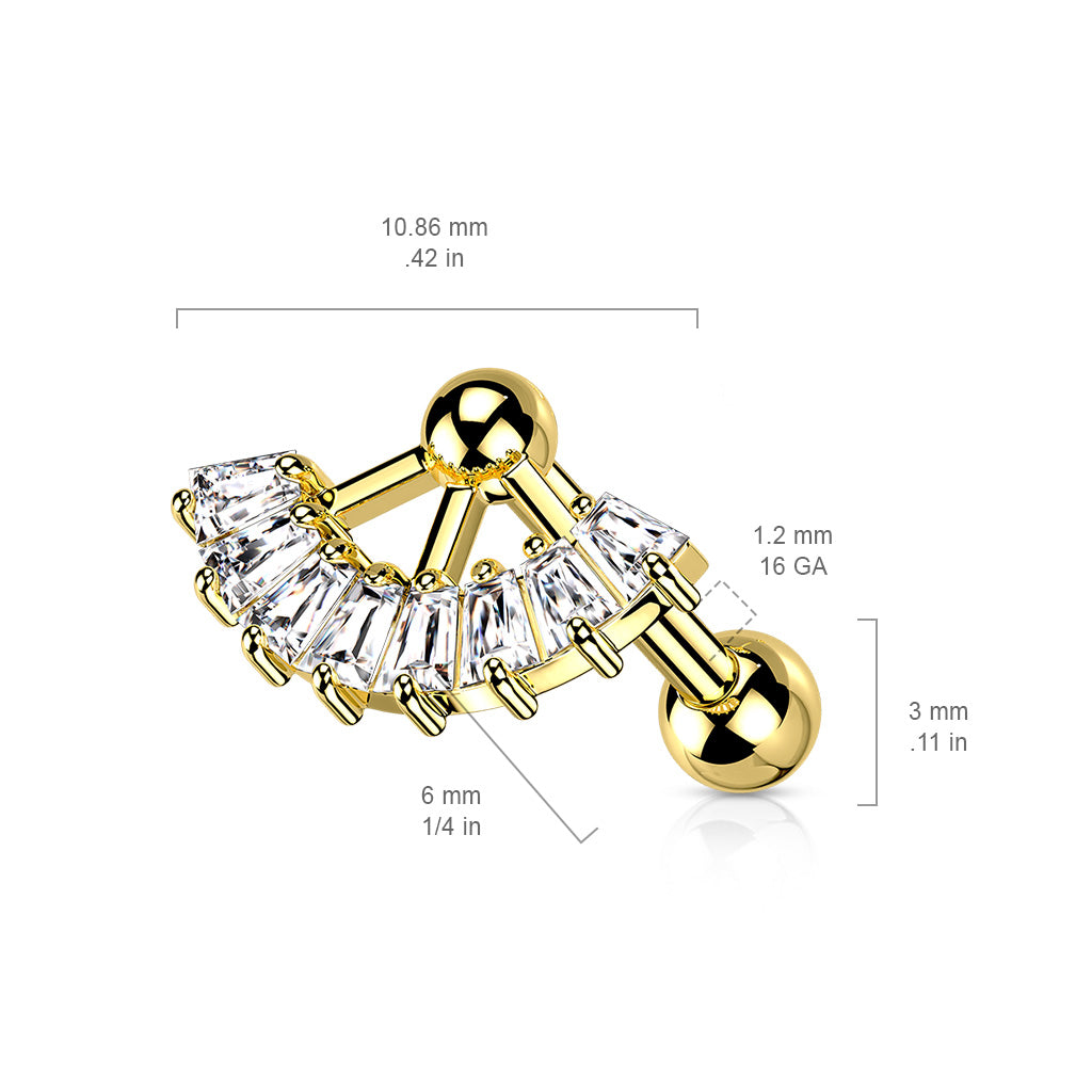 Ohrpiercing mit Fächer Design aus Marquise geschliffenen Zirkonia Kristallen - Chirurgenstahl 316L (9248427082056)