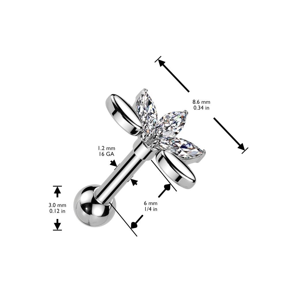 Chirurgenstahl Ohrpiercing Marquise Flower mit Zirkonia Kristallen (9180612002120)