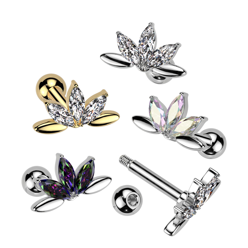 Chirurgenstahl Ohrpiercing Marquise Flower mit Zirkonia Kristallen (9180612002120)