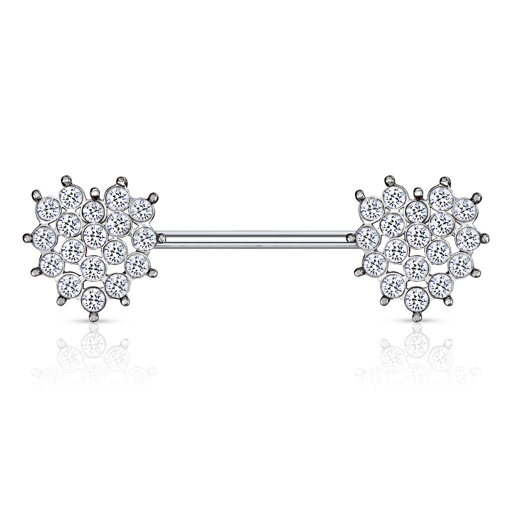 Brustwarzenpiercing Herzförmige Nippel-Barbell-Ringe aus 316L Chirurgenstahl mit glitzernden Kristallen  (9184328712520)