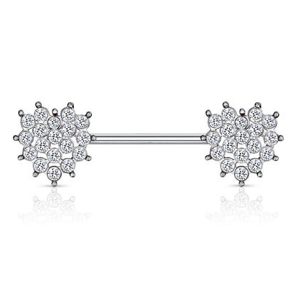 Brustwarzenpiercing Herzförmige Nippel-Barbell-Ringe aus 316L Chirurgenstahl mit glitzernden Kristallen  (9184328712520)