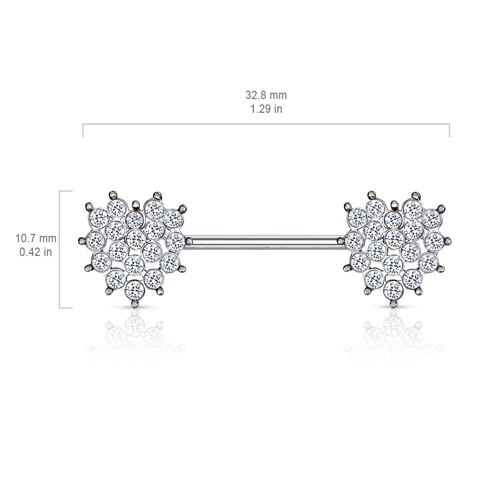 Brustwarzenpiercing Herzförmige Nippel-Barbell-Ringe aus 316L Chirurgenstahl mit glitzernden Kristallen mit größenangabe (9184331923784)