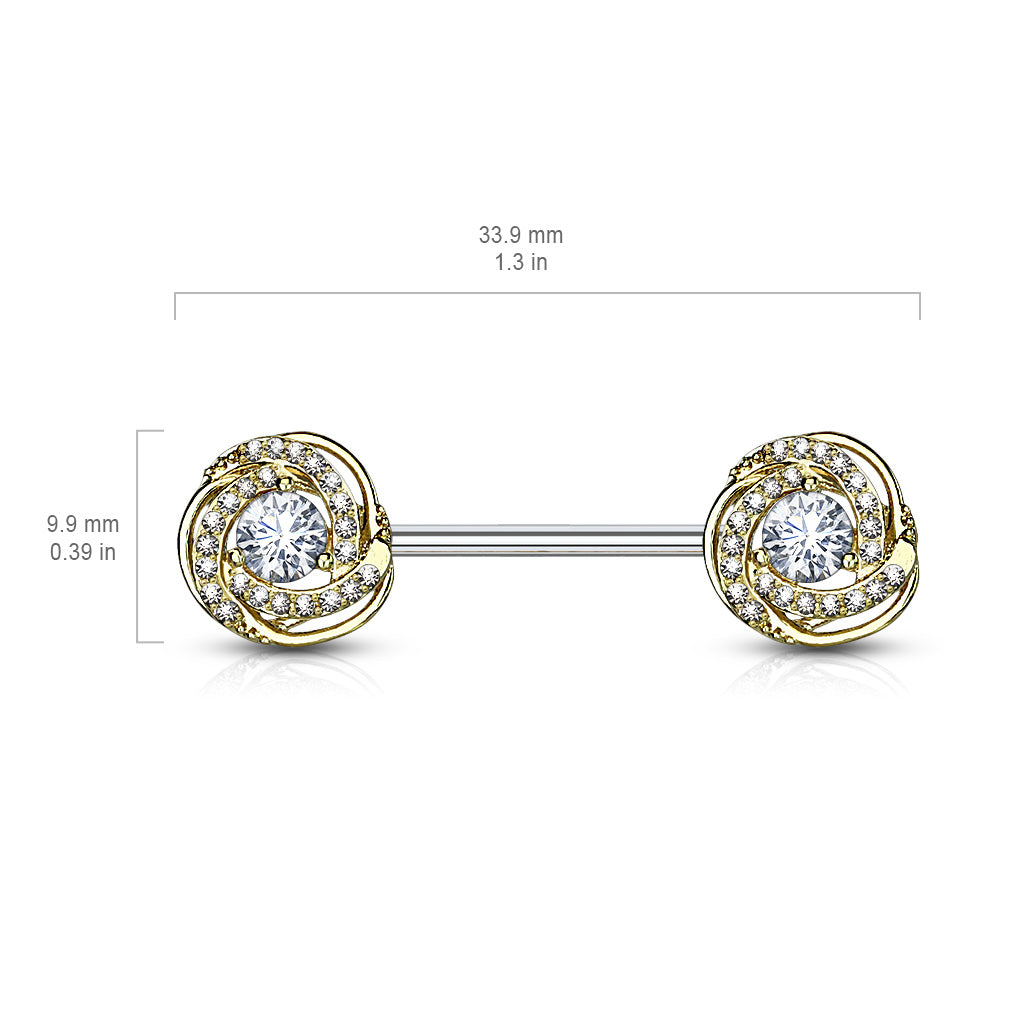 Chirurgenstahl Brustpiercing mit Rosendesign und Zirkonia Kristallen (9184341754184)