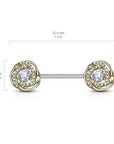 Vergoldetes Chirurgenstahl Brustpiercing mit Rosendesign und Zirkonia Kristallen (9184403423560)