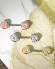 Vergoldetes Chirurgenstahl Brustpiercing mit Rosendesign und Zirkonia Kristallen (9184403423560)