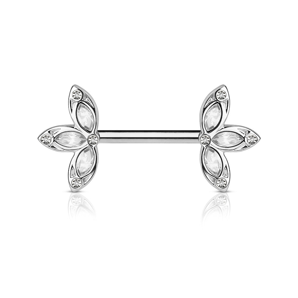 Brustpiercing "Petal Flowers" mit Zirkonia Steinen (Chirurgenstahl 316L) - Royal Skin Jewelry (9101169623368)