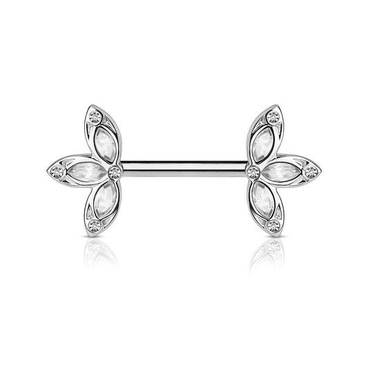 Brustpiercing "Petal Flowers" mit Zirkonia Steinen (Chirurgenstahl 316L) - Royal Skin Jewelry (9101169623368)