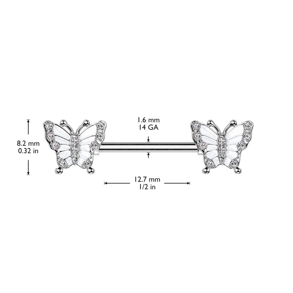 Brustpiercing "Butterfly" mit Zirkonia Steinen (Chirurgenstahl 316L) - Royal Skin Jewelry (9113279463752)