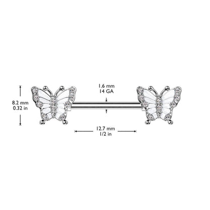 Brustpiercing "Butterfly" mit Zirkonia Steinen (Chirurgenstahl 316L) - Royal Skin Jewelry (9113279463752)