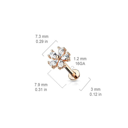 Ohrstecker mit "Flower Top" mit Zirkonia Steinen (Chirurgenstahl 316L) (9123572023624)